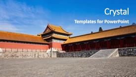  Presentation with forbidden city - Presentation theme with imperial palace of china also called the forbidden city background and a teal colored foreground