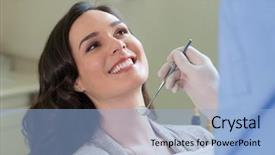  Presentation with dentist - Slide deck featuring implant - closeup of dentist examining young background and a light blue colored foreground