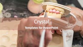  Presentation with dental implant - Theme with implant mold in the lab background and a coral colored foreground