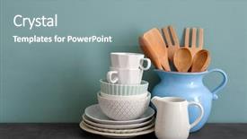  Presentation with cooking utensils - Theme enhanced with implement - set of cooking utensils background and a gray colored foreground