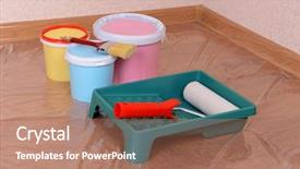  Presentation with paint - Theme having implementing change - paint on floor in room background and a  colored foreground