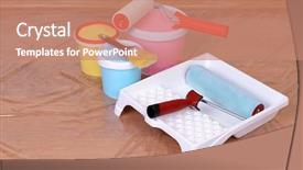  Presentation with painting walls paint roller - Colorful presentation theme enhanced with implementing change - paint on floor in room backdrop and a  colored foreground