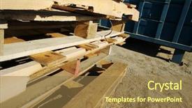  Presentation with abstract stack of carton - Amazing slides having import export process - abstract stack of wooden palettes backdrop and a coral colored foreground