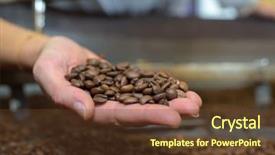  Presentation with sack of coffee beans - Cool new presentation design with import export process - coffee beans backdrop and a  colored foreground