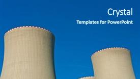  Presentation with import export - Slides with import export sourcing - nuclear power plant cooling towers background and a  colored foreground