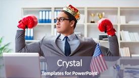  Presentation with 3d figure american flag - PPT theme with importance english - businessman with american flag background and a gray colored foreground