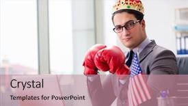  Presentation with american flag - Cool new PPT layouts with importance english - businessman with american flag backdrop and a coral colored foreground