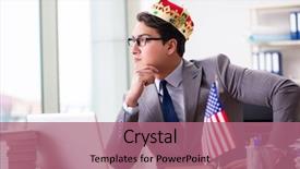  Presentation with american flag - Slide deck enhanced with importance english - businessman with american flag background and a coral colored foreground