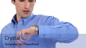  Presentation with watching tv - Presentation theme with importance speed - businessman watching his watch background and a teal colored foreground