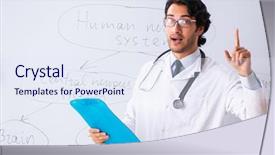  Presentation with new born doctor - PPT theme with importance study - young male doctor neurologist background and a sky blue colored foreground