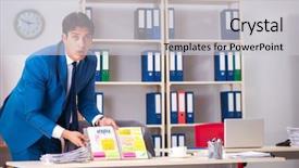  Presentation with industrial espionage - Cool new slide deck with important information in industrial espionage backdrop and a light gray colored foreground