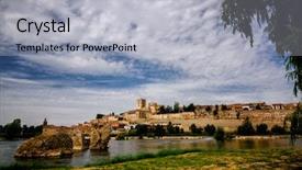  Presentation with legacy - Presentation theme consisting of important legacy of romanesque art background and a light gray colored foreground