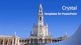  Presentation with pilgrimage - PPT theme with important marian shrines and pilgrimage background and a cobalt blue colored foreground