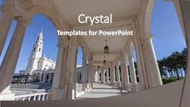  Presentation with important - Audience pleasing PPT theme consisting of important marian shrines and pilgrimage backdrop and a gray colored foreground