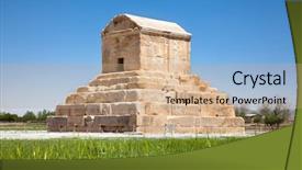  Presentation with important - Slides enhanced with important monument in pasargad iran background and a coral colored foreground