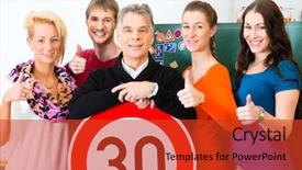  Presentation with driving safely - Cool new presentation design with schoolgirl playing with candy backdrop and a teal colored foreground