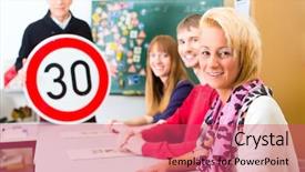  Presentation with driving road - Audience pleasing presentation theme consisting of important question - driving school - driving instructor backdrop and a red colored foreground