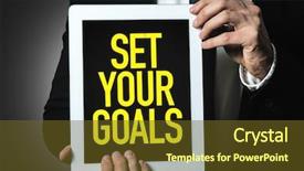  Presentation with set goals - Slide set enhanced with important question - set your goals background and a tawny brown colored foreground