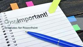  Presentation with important - Colorful PPT theme enhanced with important word on notepad and pen backdrop and a sky blue colored foreground
