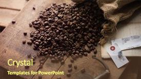  Presentation with coffee beans - Slide deck consisting of hemp sack on wood background and a tawny brown colored foreground