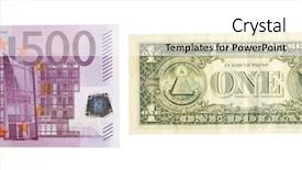  Presentation with dollar - Slide deck enhanced with imports change - one dollar bill in front background and a  colored foreground