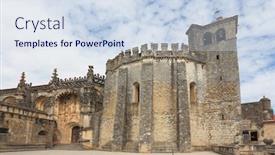  Presentation with monastery - Audience pleasing presentation consisting of imposing-medieval-castle-the-monastery backdrop and a sky blue colored foreground