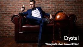  Presentation with rich man - Amazing PPT theme having imposing well dressed man backdrop and a black colored foreground