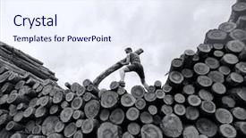  Presentation with pile - Presentation consisting of impossible - fit man on top background and a sky blue colored foreground