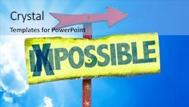  Presentation with mission possible - Slide deck having impossible - possible sign with sky background and a light blue colored foreground