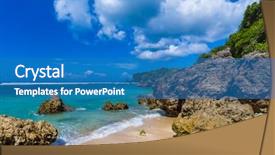  Presentation with bali indonesia touristic destination - Presentation having impossible beach in bali indonesia background and a teal colored foreground