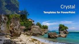  Presentation with bali - Presentation theme consisting of impossible-beach-in-bali-indonesia background and a dark gray colored foreground