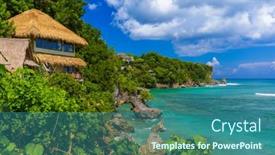  Presentation with bali - Beautiful presentation design featuring impossible-beach-in-bali-indonesia backdrop and a ocean colored foreground