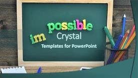  Presentation with school board - Beautiful PPT theme featuring impossible word on school board backdrop and a ocean colored foreground