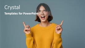  Presentation with okra or lady s finger - PPT theme consisting of impressed-lady-showing-recommendation-isolated background and a gray colored foreground