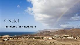  Presentation with rainbow - Theme consisting of impressing-cloud-formation-and-rainbow background and a light blue colored foreground