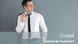  Presentation with man looking up happy - Colorful PPT theme enhanced with impression management - man in shirt look aside backdrop and a gray colored foreground