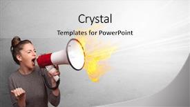  Presentation with colorful - Beautiful presentation featuring impression management - person with megaphone and colorful backdrop and a white colored foreground