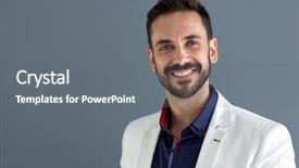  Presentation with portrait happy family smiling - PPT layouts featuring impression management - portrait of smiling male model background and a gray colored foreground