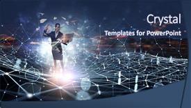  Presentation with media - Amazing PPT theme having impression management - technologies that impress mixed media backdrop and a  colored foreground