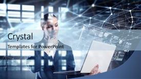  Presentation with media - Theme enhanced with impression management - technologies that impress mixed media background and a light blue colored foreground