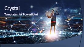  Presentation with media - Amazing PPT theme having impression management - technologies that impress mixed media backdrop and a  colored foreground