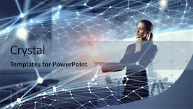  Presentation with media - Beautiful slide deck featuring impression management - technologies that impress mixed media backdrop and a  colored foreground