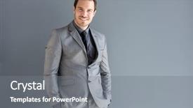  Presentation with music man in suit - PPT theme consisting of impression management - young handsome man posing background and a  colored foreground