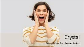  Presentation with emotion - Amazing PPT theme having impressive - emotion expression and people concept backdrop and a  colored foreground