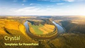  Presentation with earth eye - PPT theme featuring impressive-bird-s-eye-view background and a tawny brown colored foreground