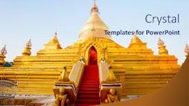  Presentation with gold - Audience pleasing presentation consisting of impressive-gold-kuthodaw-pagoda backdrop and a sky blue colored foreground