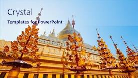  Presentation with myanmar bagan - Presentation featuring impressive-gold-shwezigon-pagoda background and a sky blue colored foreground
