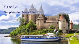  Presentation with medieval iron doors stone castle - Cool new theme with impressive medieval castles of france backdrop and a sky blue colored foreground