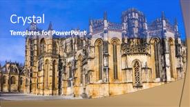  Presentation with unesco - Presentation design with impressive-monastery-of-batalha-unesco background and a cobalt blue colored foreground