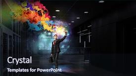  Presentation with multimedia - Theme having impressive multimedia technologies mixed media background and a wine colored foreground